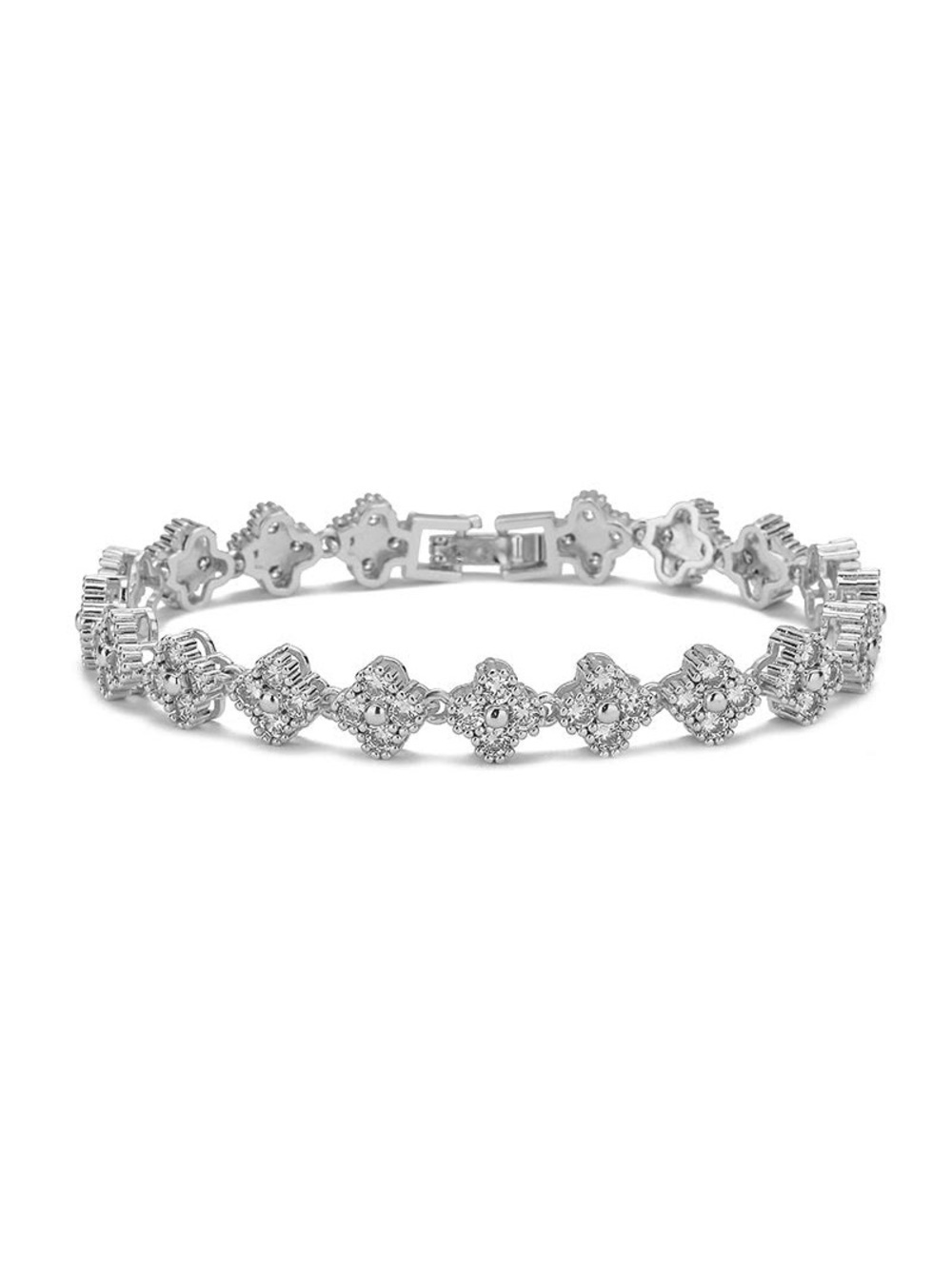 Sterling Floral Link Bracelet - Silver